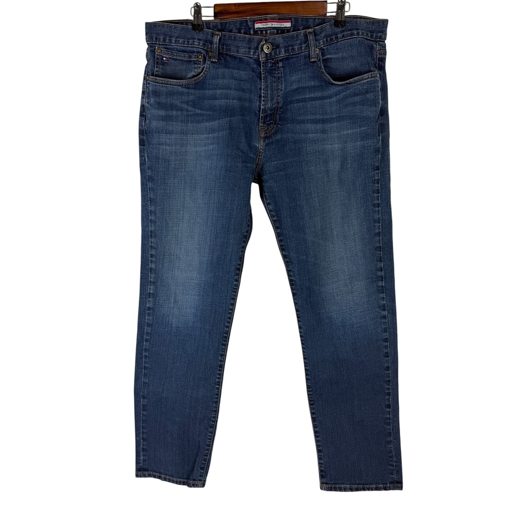Tommy Hilfiger Men's 38x32 Slim Fit Jeans Medium Wash Blue Stretch Denim